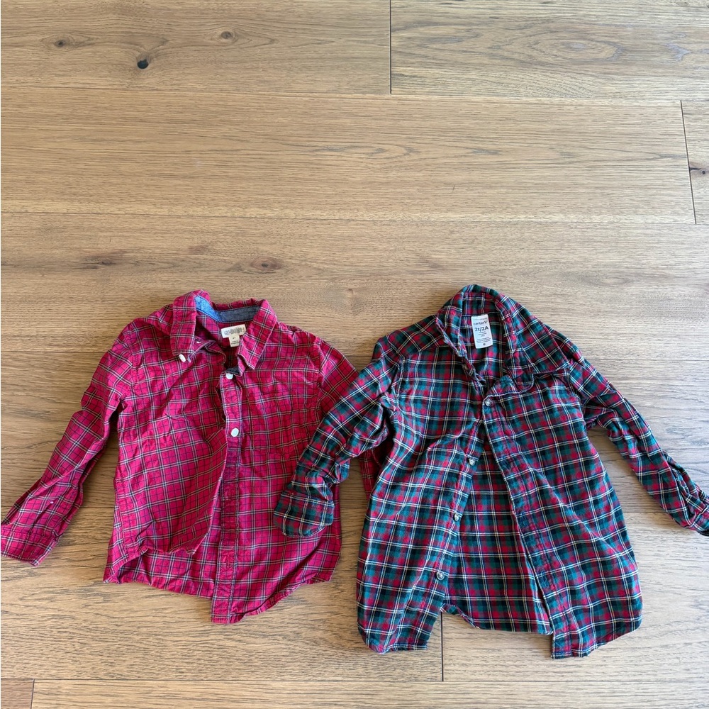 baby boy toddler kids long sleeve button down collared Christmas shirts 2T